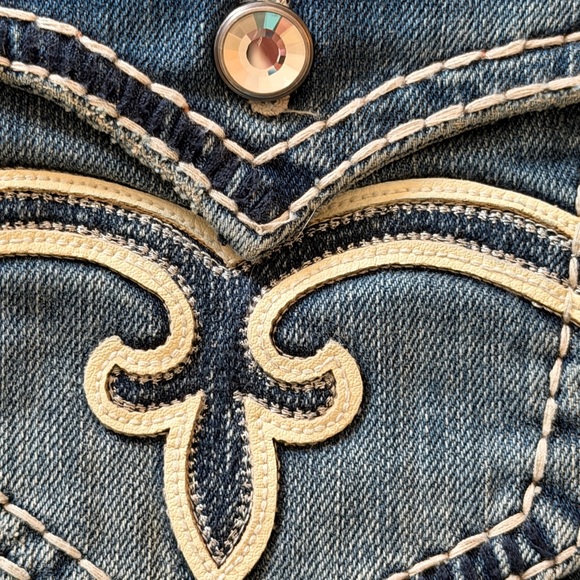 Rock Revival Distressed Blue Embroidered Back Pocket Jeans “Elena” skinny - Picture 8 of 16